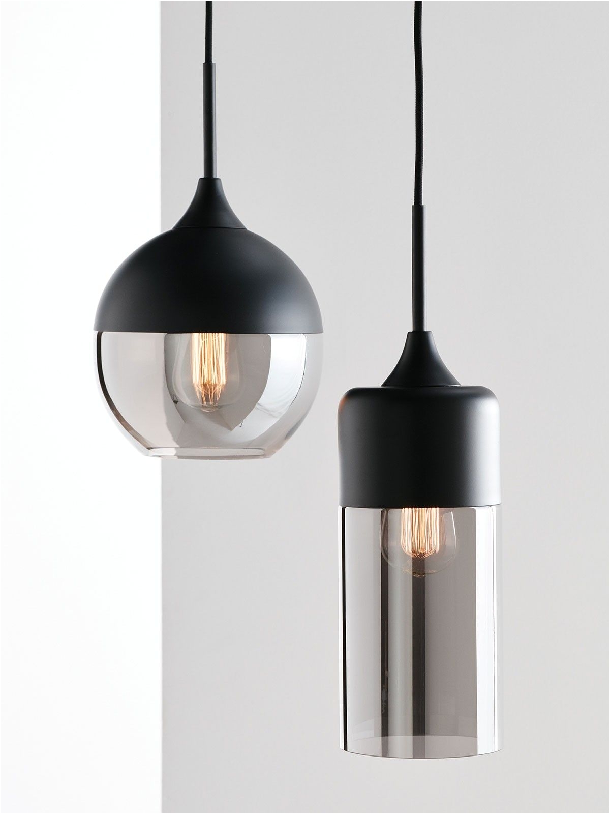 lunar 1 light round pendant in black smoke