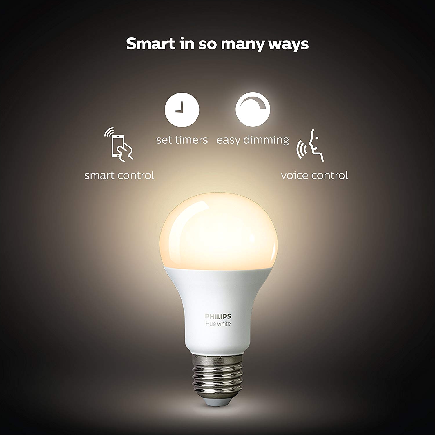 philips hue white a19 60w equivalent dimmable led smart bulb starter kit 2 a19 60w white bulbs and 1 hub compatible with amazon alexa apple homekit and