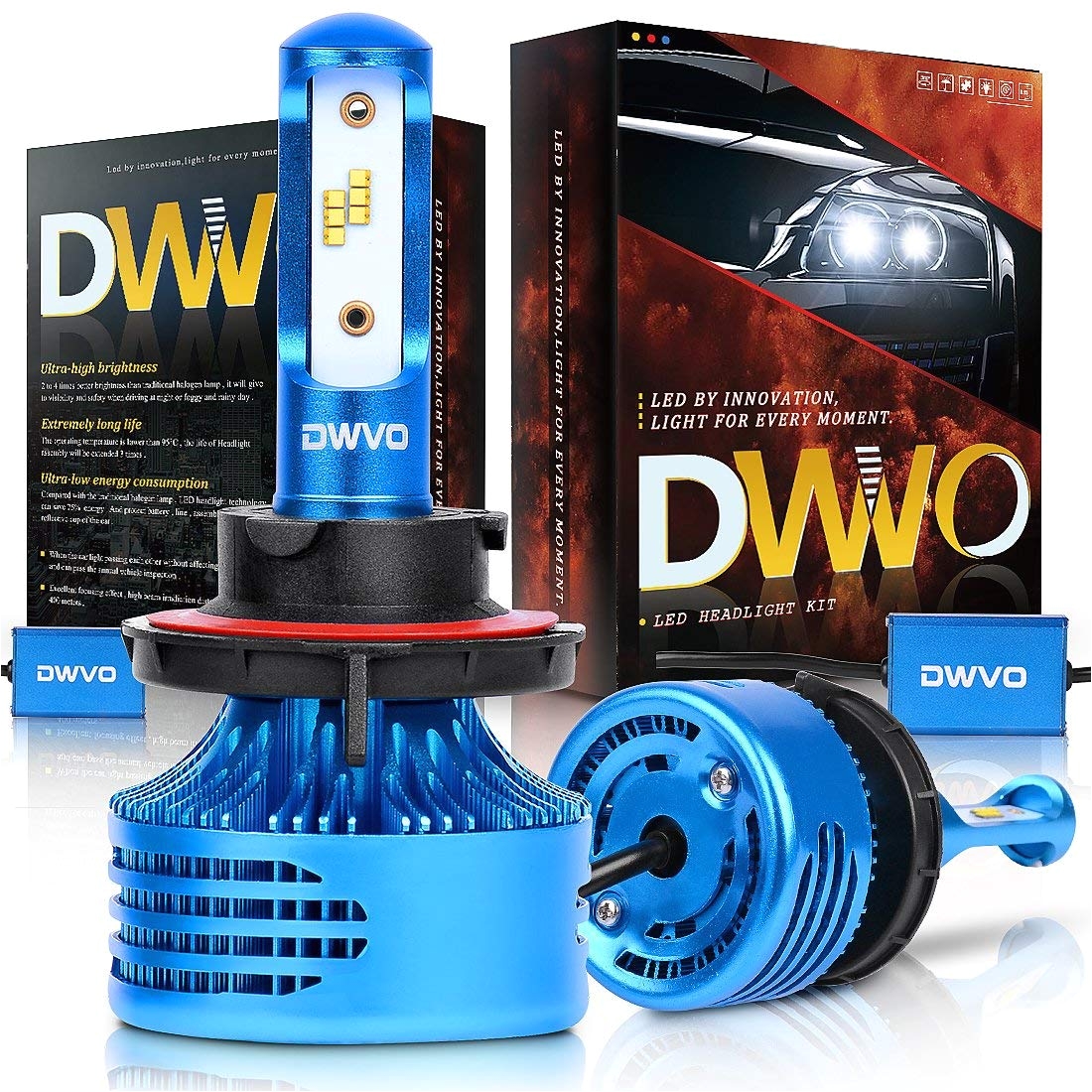 amazon com dwvo h13 9008 led headlight bulbs 6 5k 16000lm philips chip conversion kit hi lo beam super bright ip68 waterproof automotive