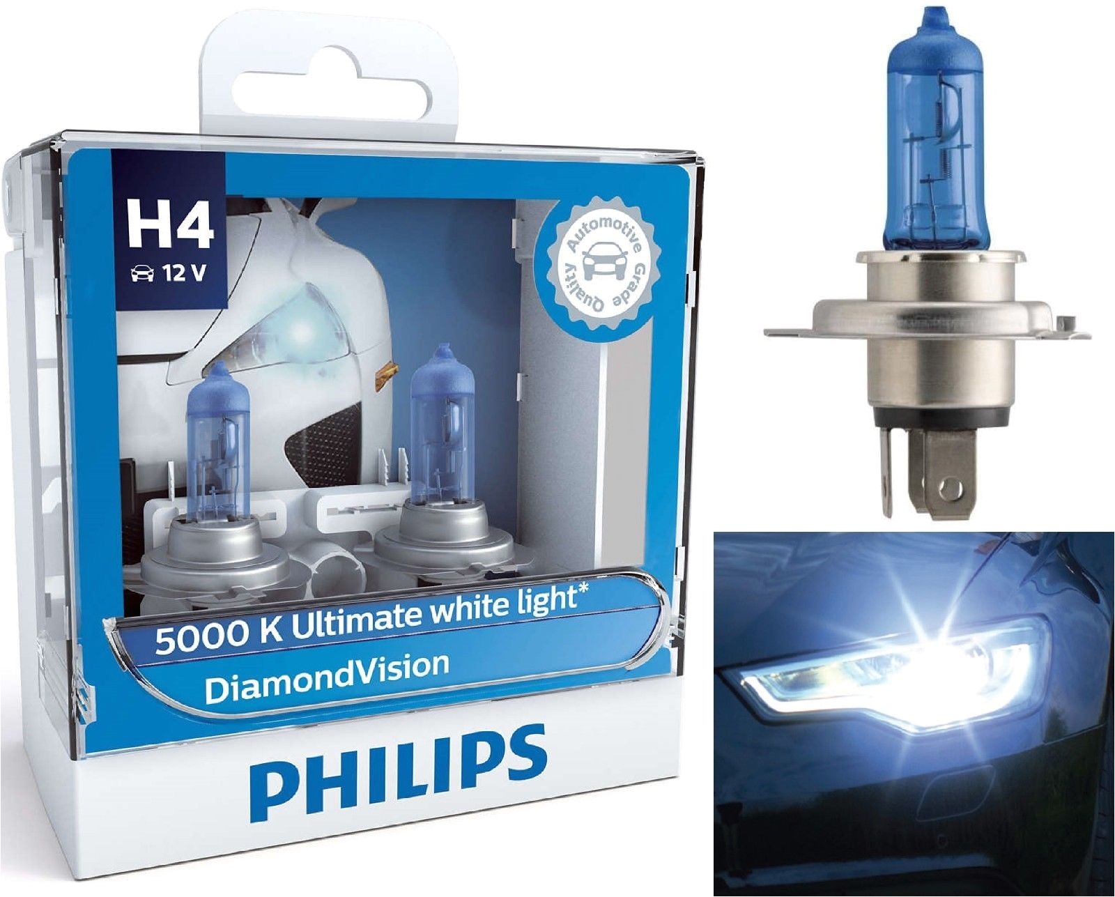 philips diamond vision 9003 h4 xenon hid look headlight bulbs pair 5000k ebay