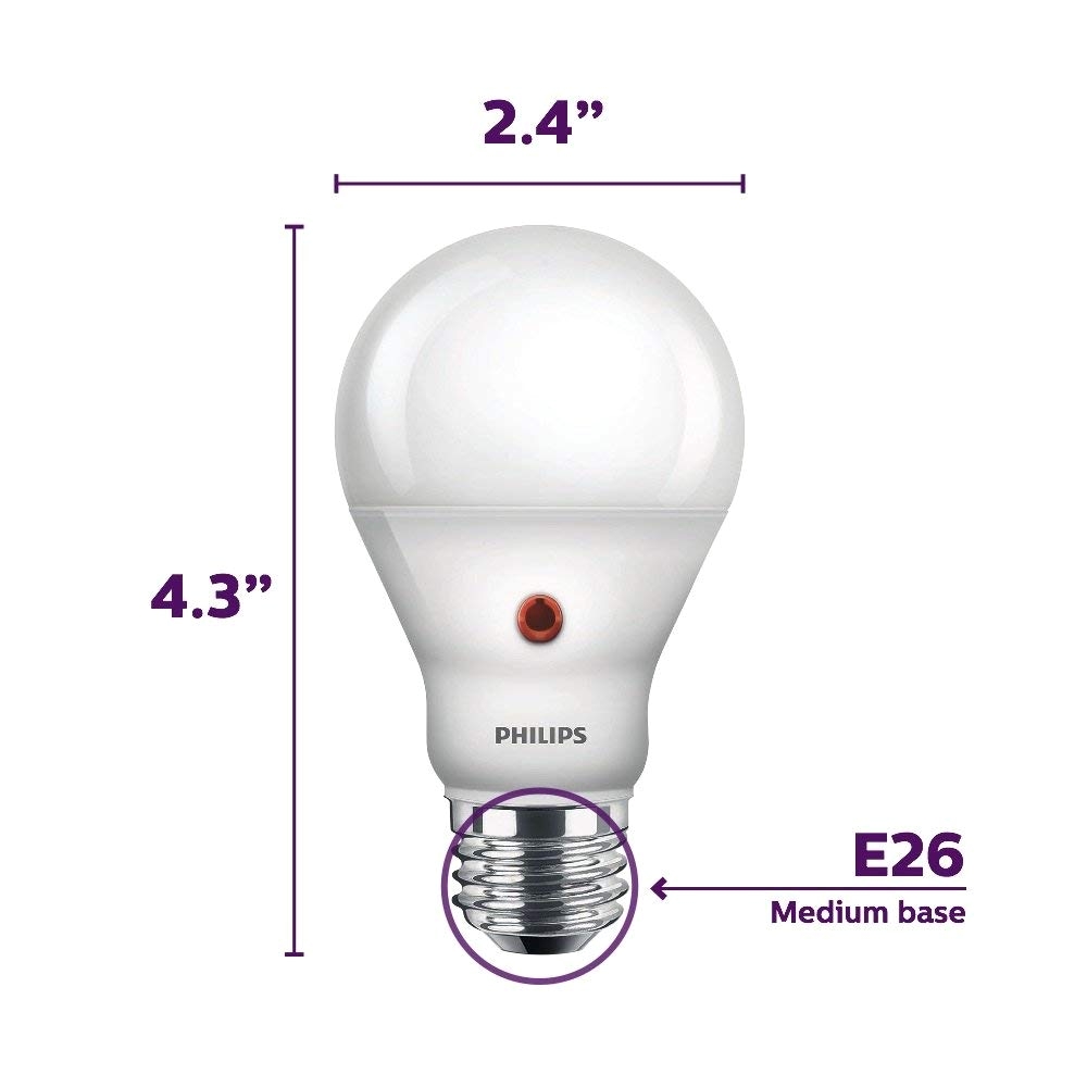 philips led dusk to dawn a19 frosted light bulb 800 lumen 2700 kelvin 8 watt 60 watt equivalent e26 medium screw base soft white 3 pack amazon