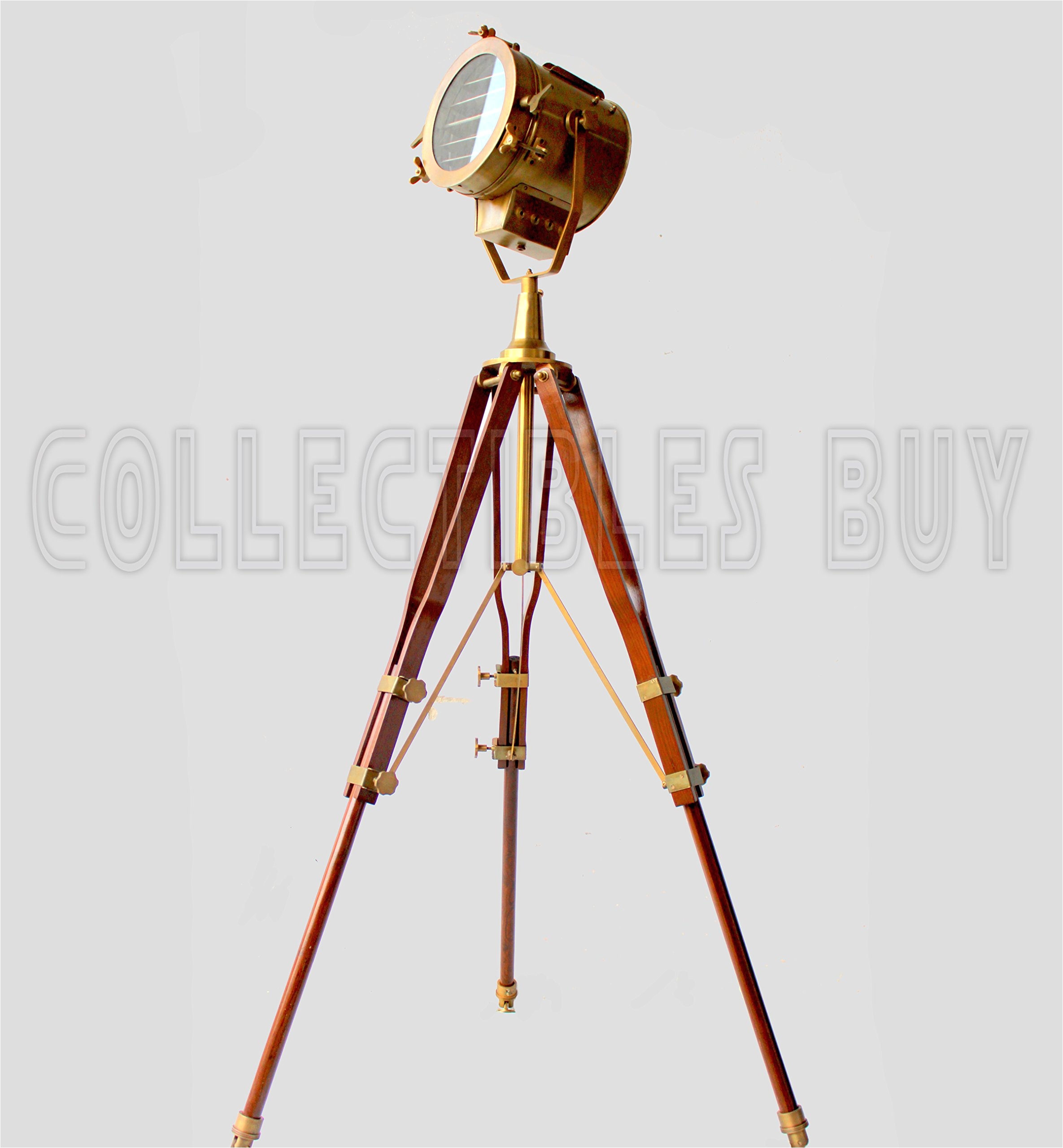 vintage old century morden searchlight nautical lamp timber tripod antique spotlights brass antique amazon com