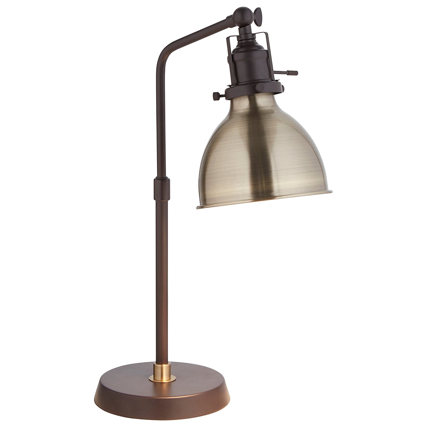 rivet pike factory industrial table lamp 18h with bulb black and brass shade amazon com