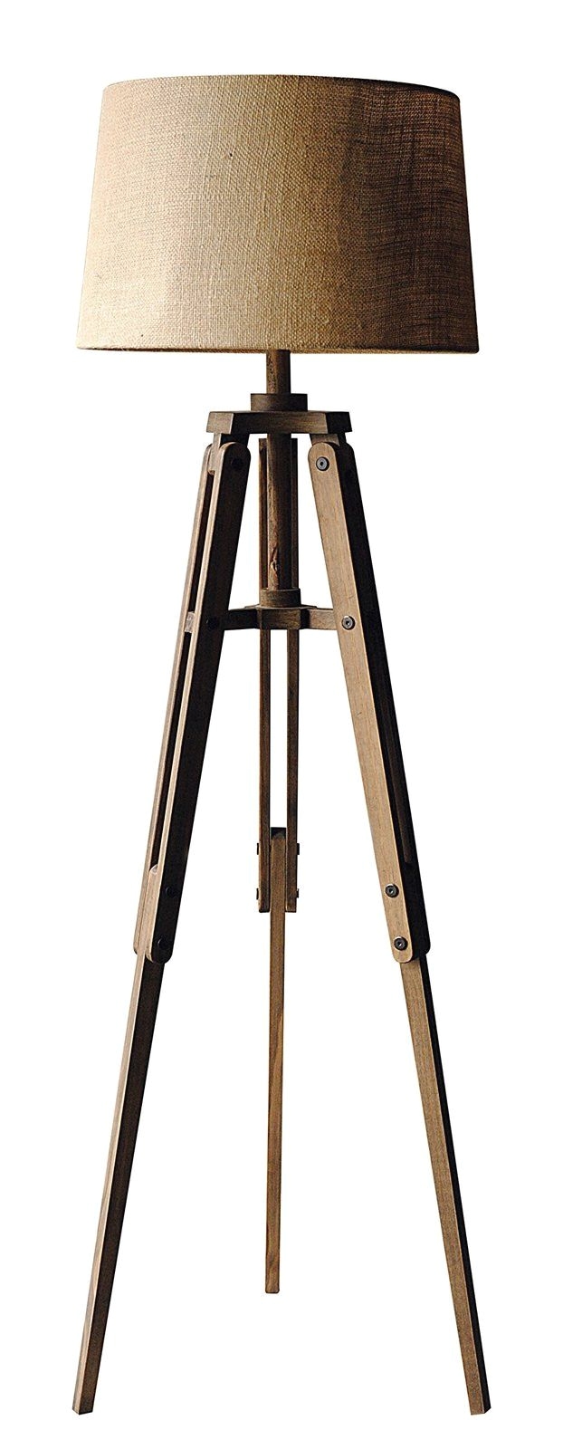 creative co op mariner wood tripod floor lamp with shade 62 25 height