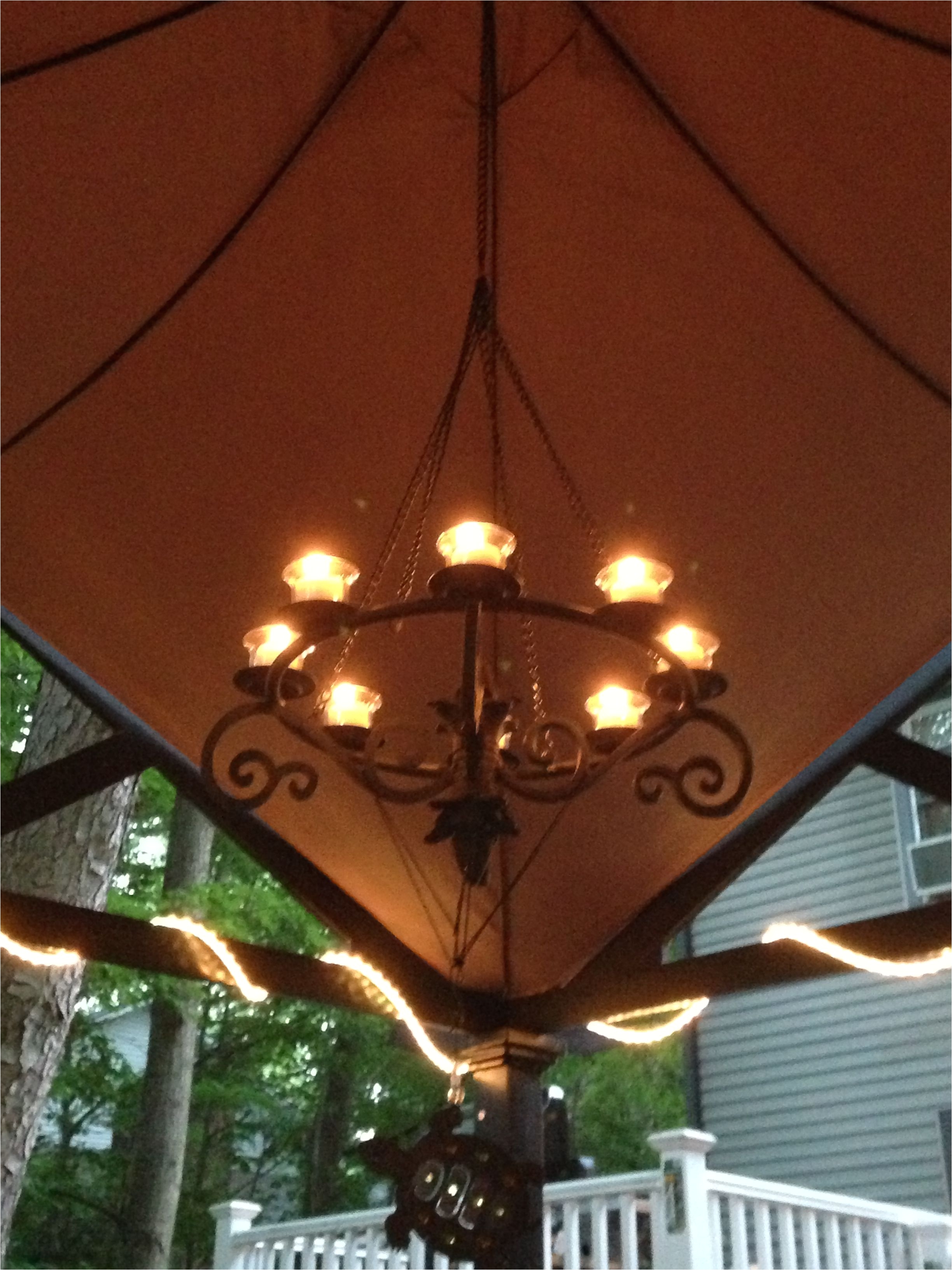 beautiful chandelier under a gazebo you can find it at lowes