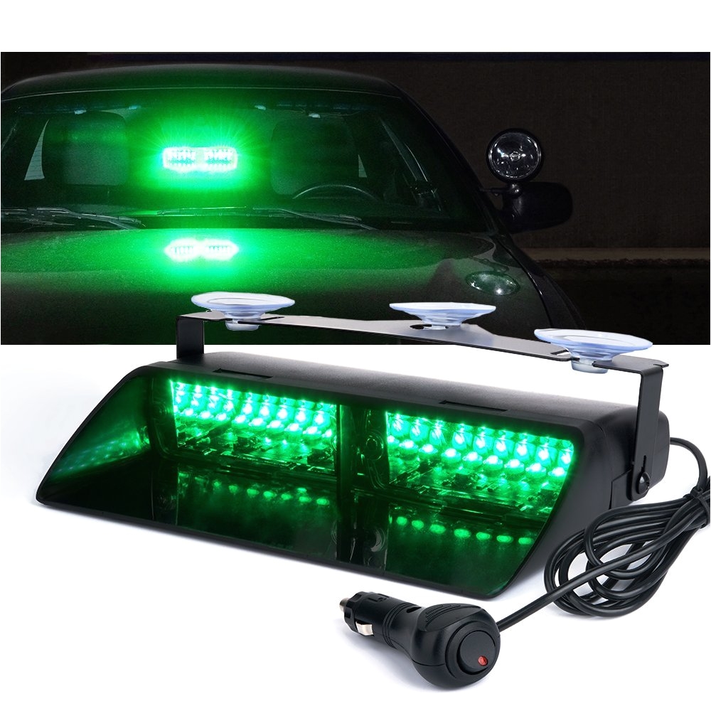 amazon com xprite green 16 led high intensity led law enforcement emergency hazard warning strobe lights for interior roof dash windshield with suction