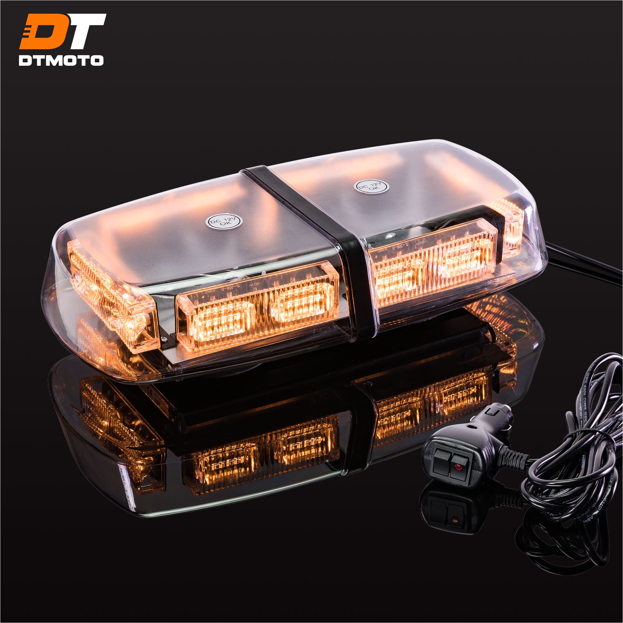 12 36 watt led mini light bar w 17 modes ip66 waterproof and magnetic mount amber warning strobe light bars for hazard emergency snow plow vehicles