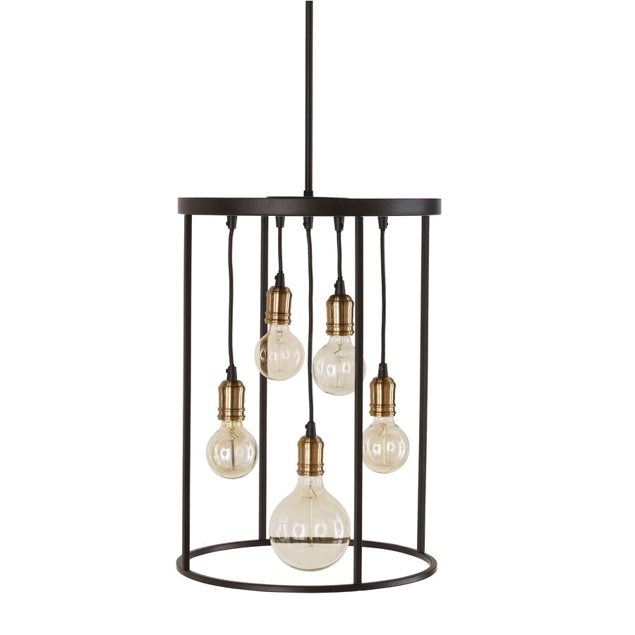 shop allen roth 15 75 in bronze industrial multi light cage pendant at lowes com