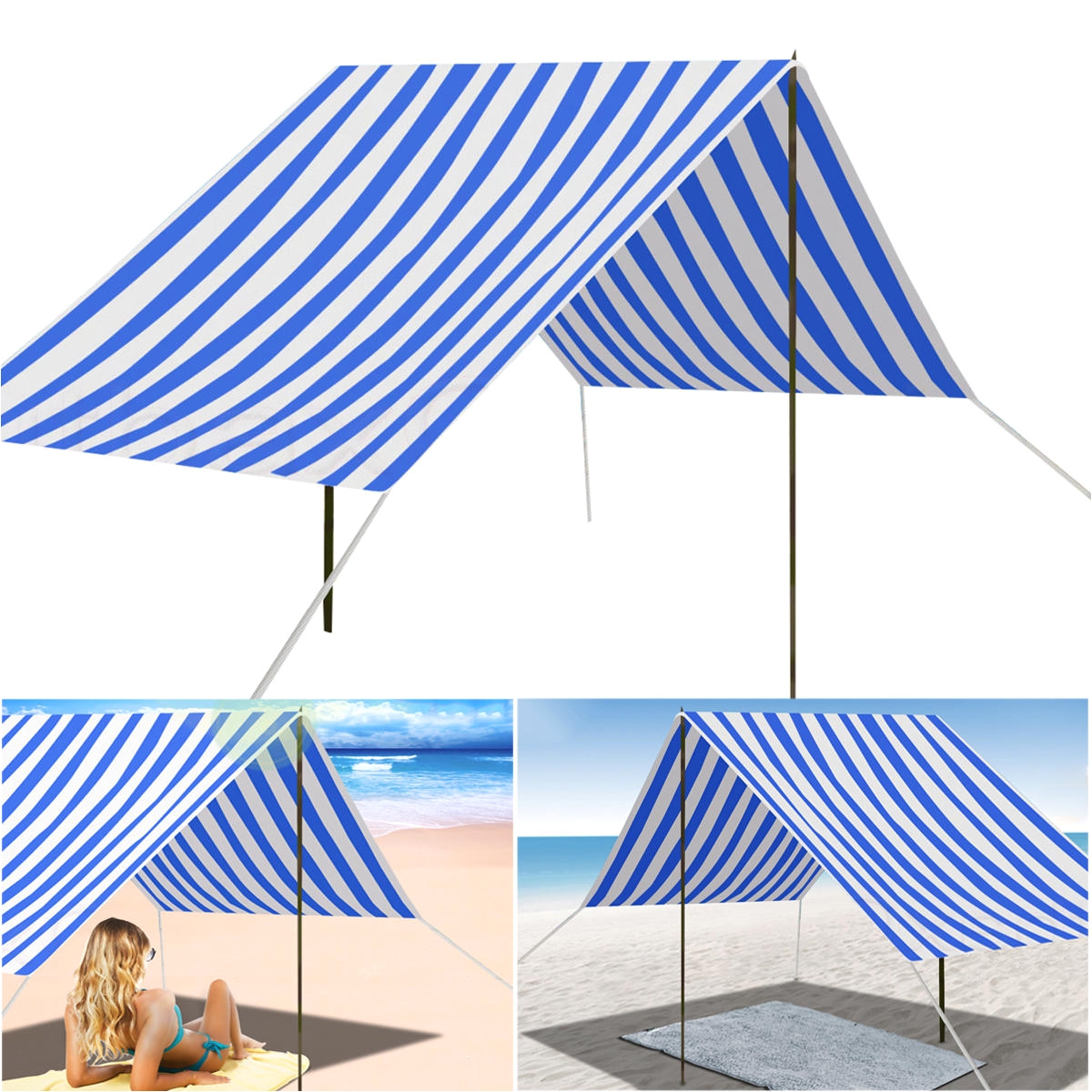 330x180cm portable beach tent uv sun shade shelter canopy outdoor picnic camping