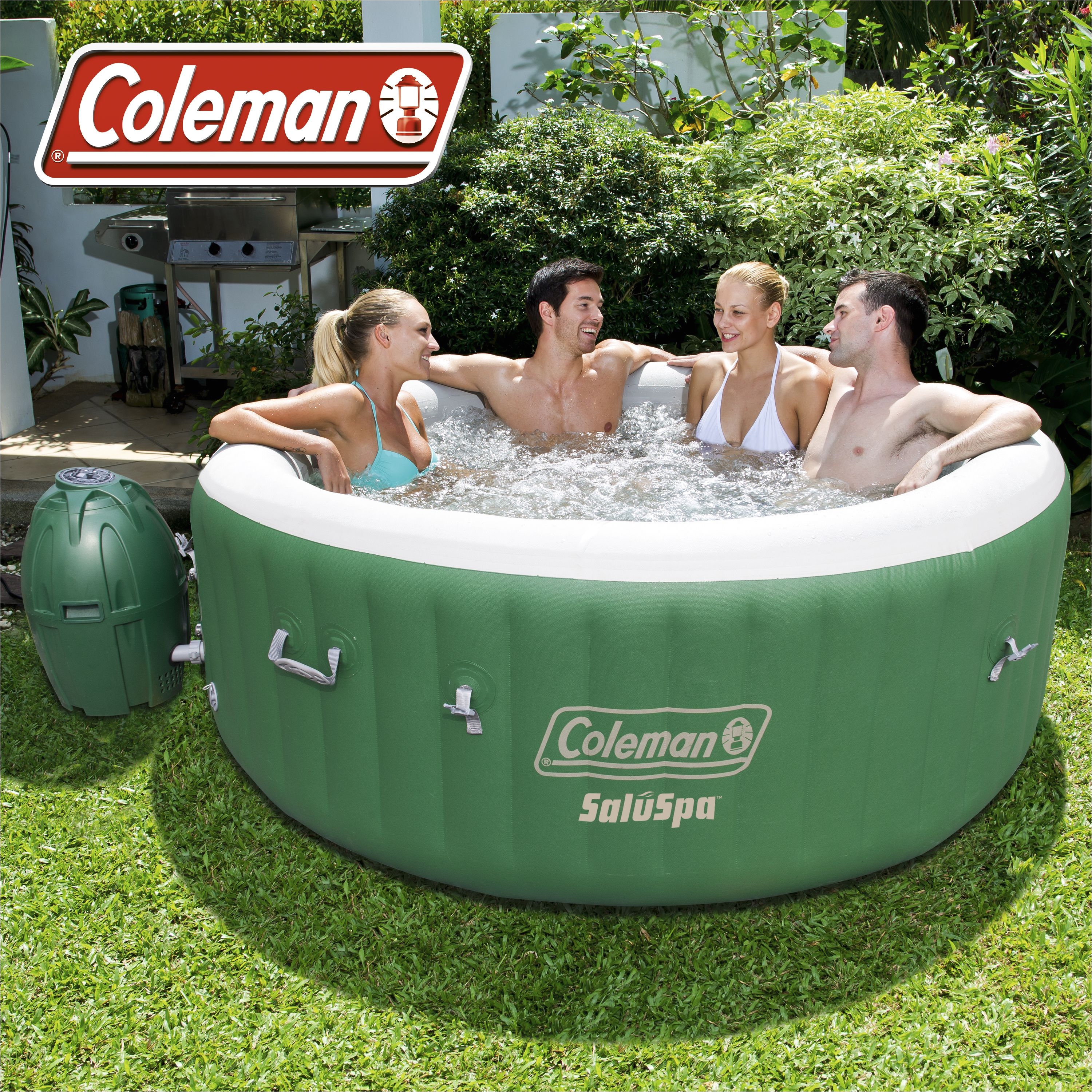 coleman saluspa 4 6 person inflatable portable massage hot tub spa