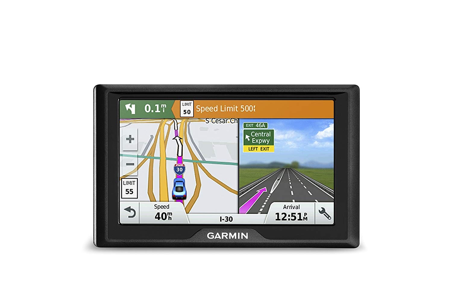 amazon com garmin drive 50 usa gps navigator system with spoken turn by turn directions direct access driver alerts and foursquare data cell phones