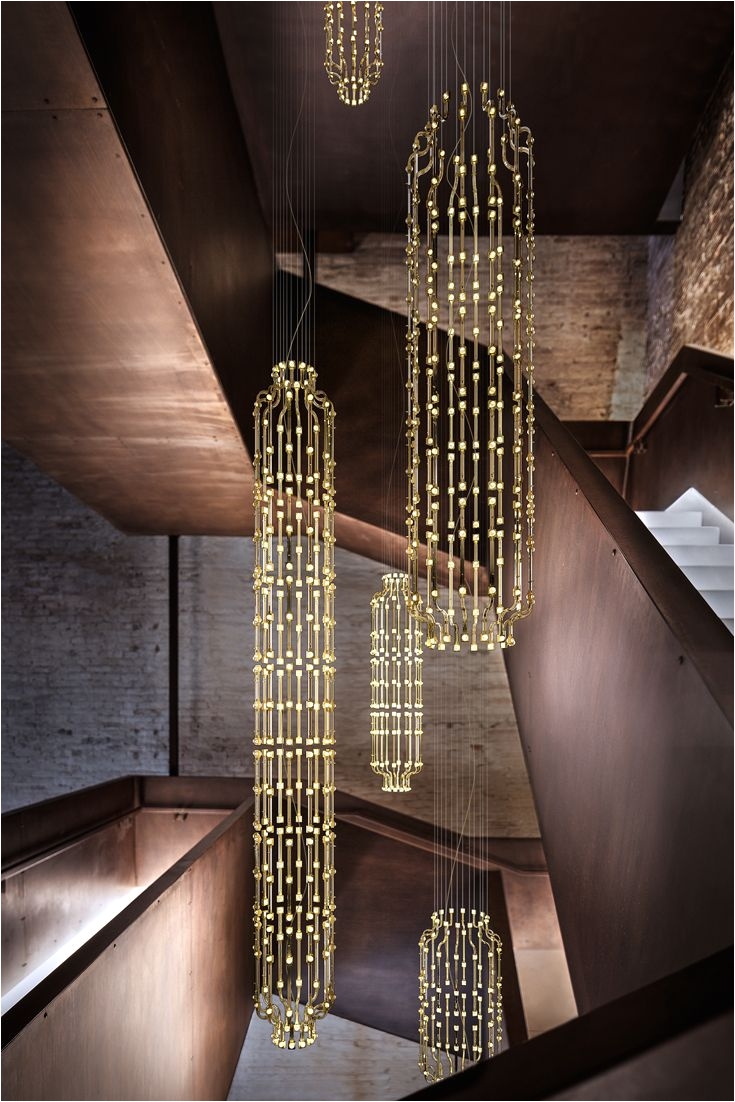 italian bespoke designer vertical modular gold chandelier