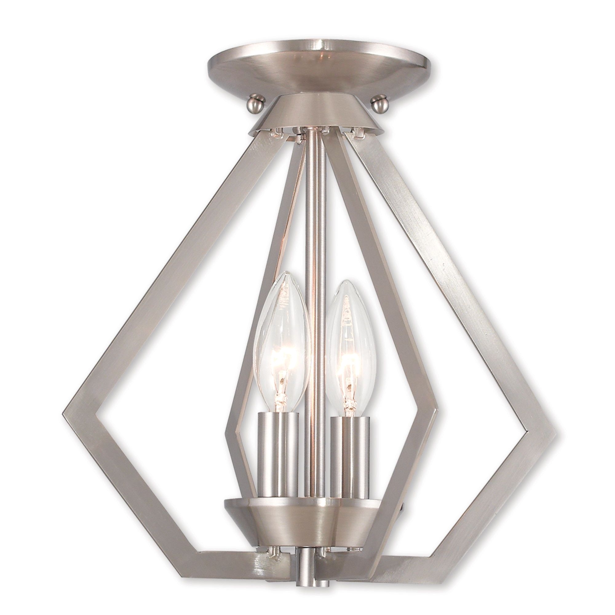 livex lighting prism 2 light pendant brushed nickel silver steel