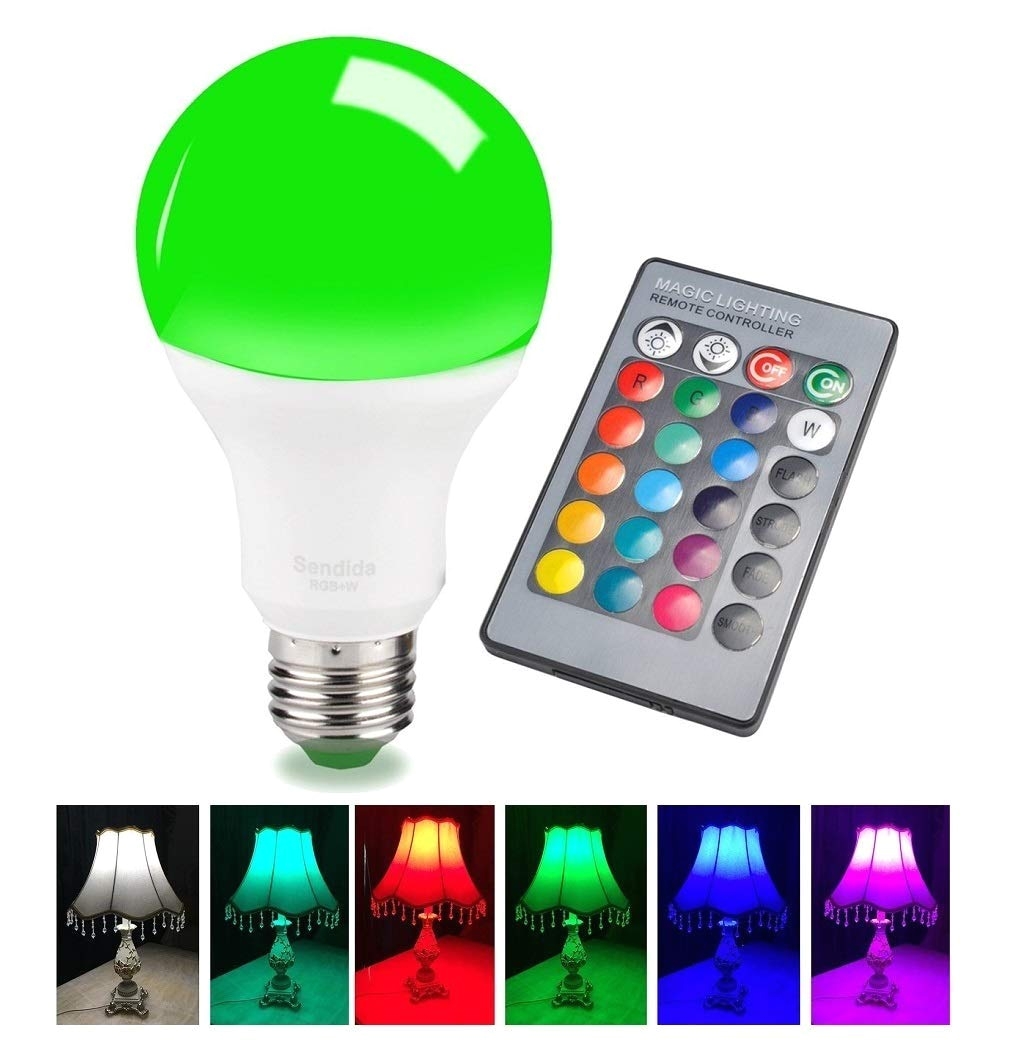sendida color changing light bulb e26 e27 rgb remote control lighting bulb for decor mood lamp 15w amazon com