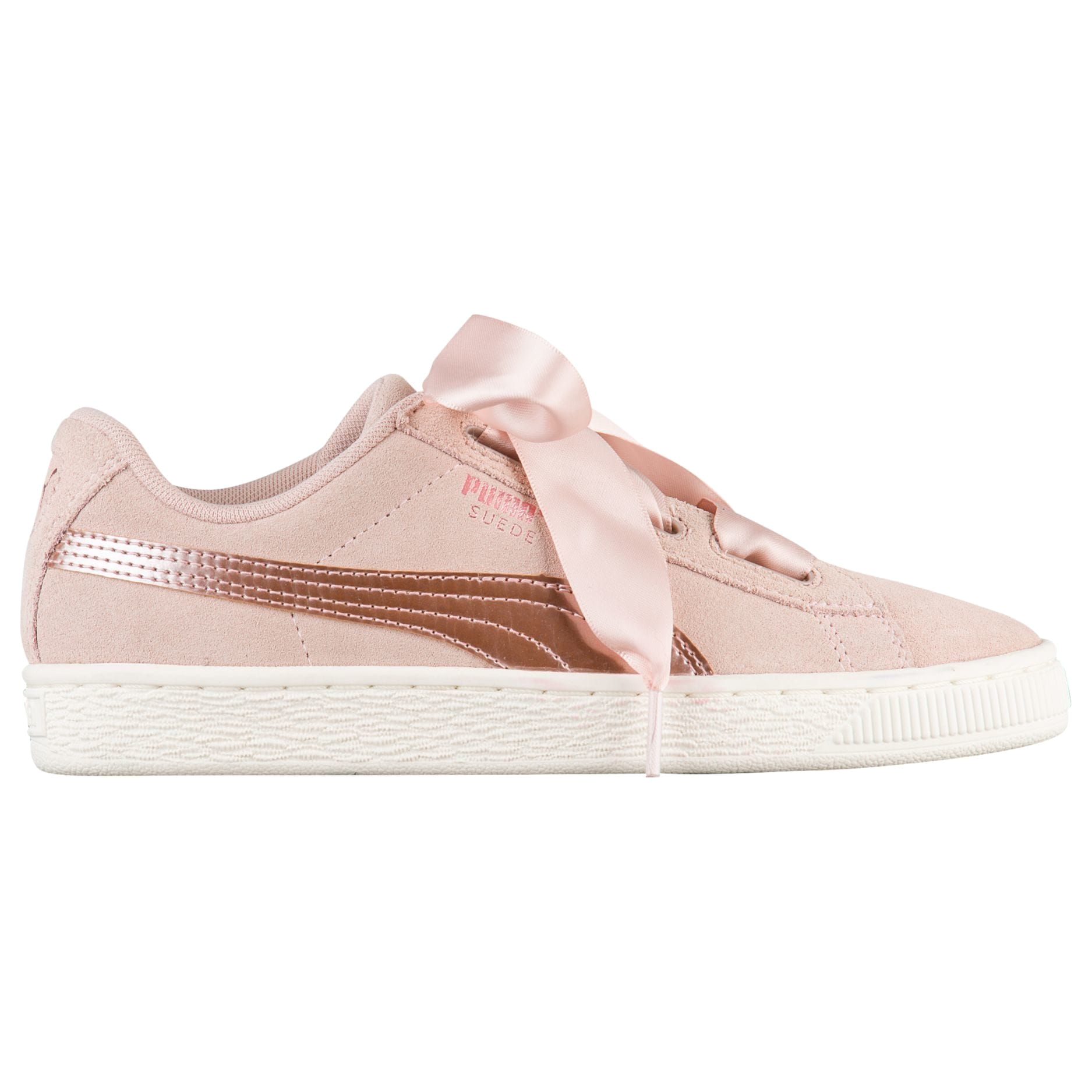 puma suede heart girls grade school basketball shoes rose gold