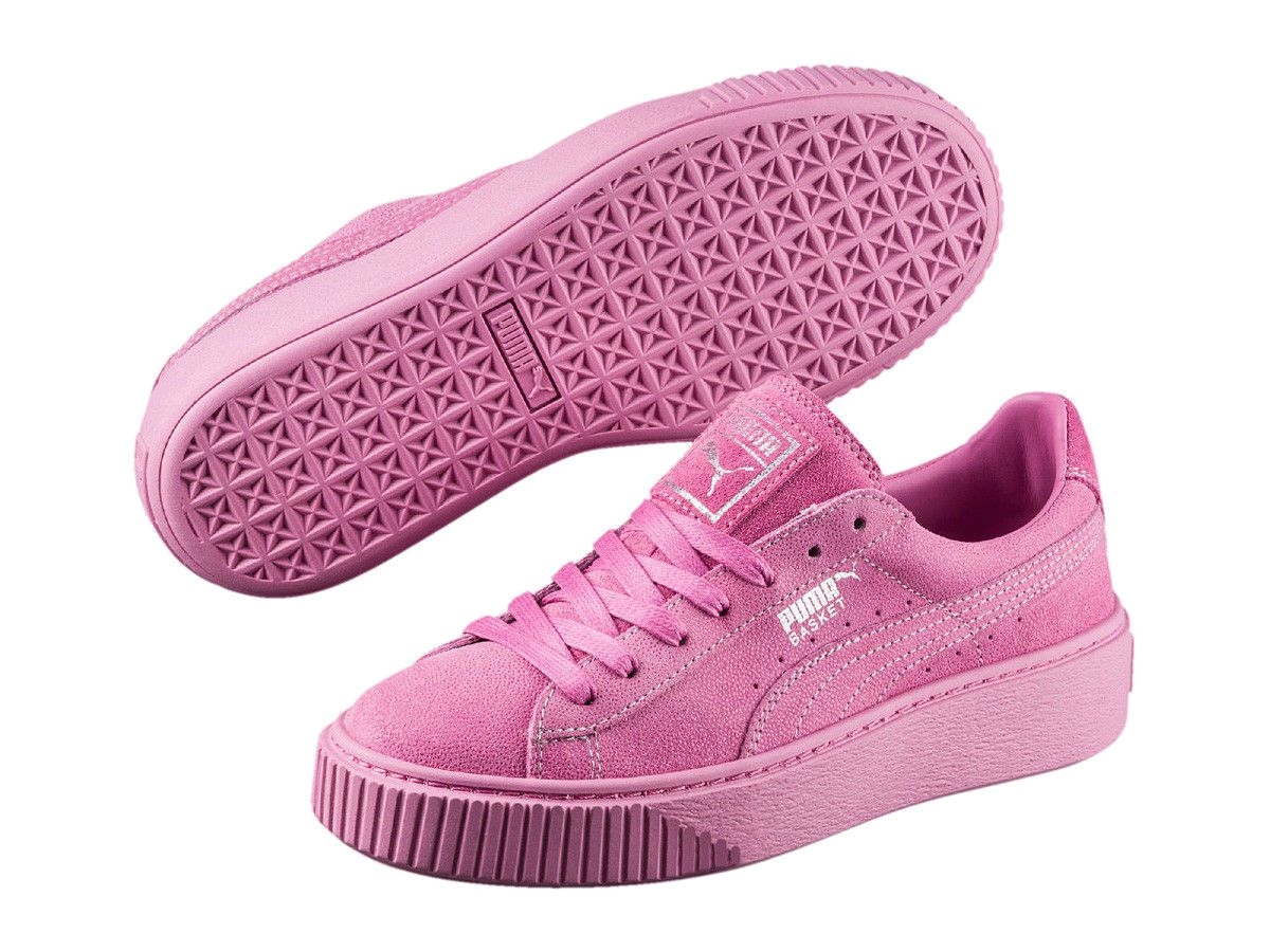 womens shoe puma basket platform reset suede sneaker 363313 02 prism pink