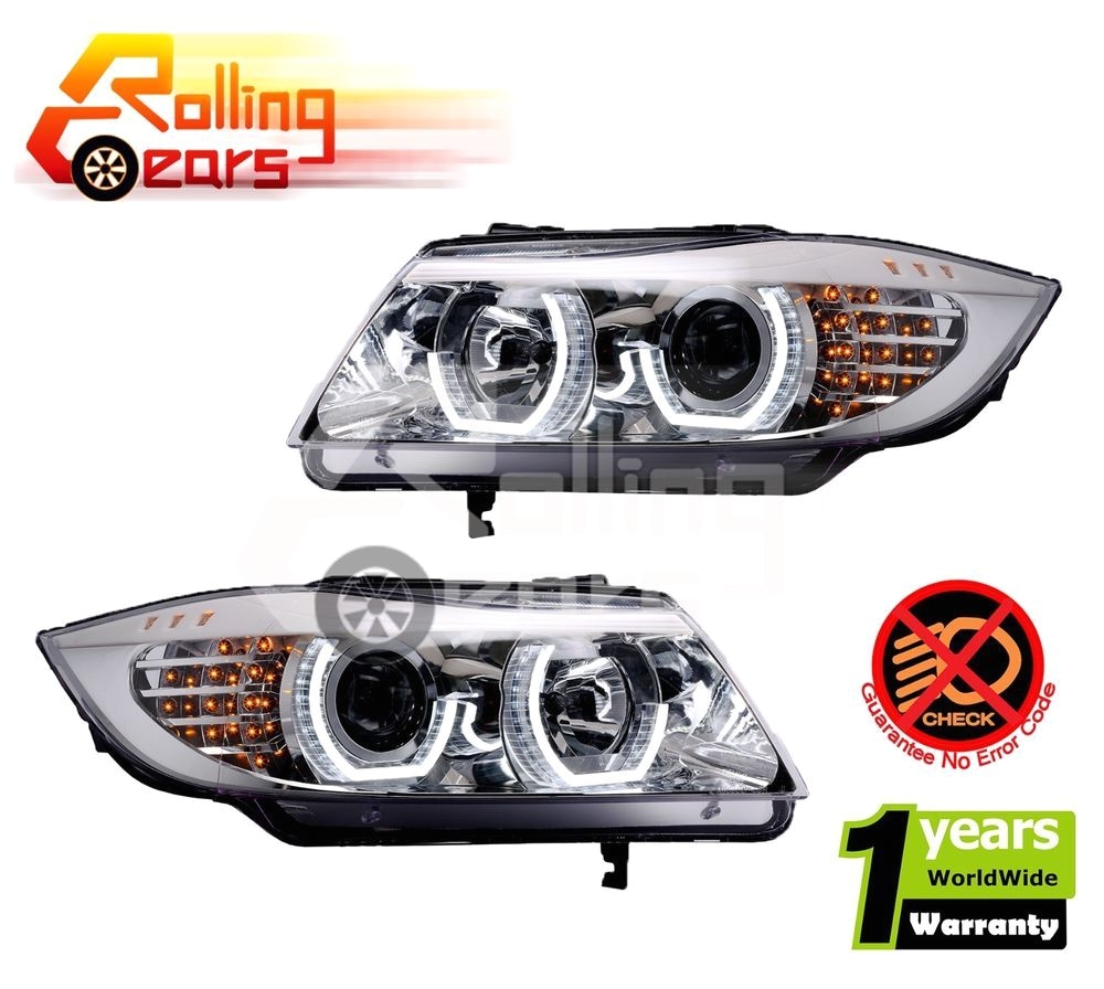 2009 2010 2011 2012 bmw e90 3 series sedan angel eye halo projector headlights rollinggears