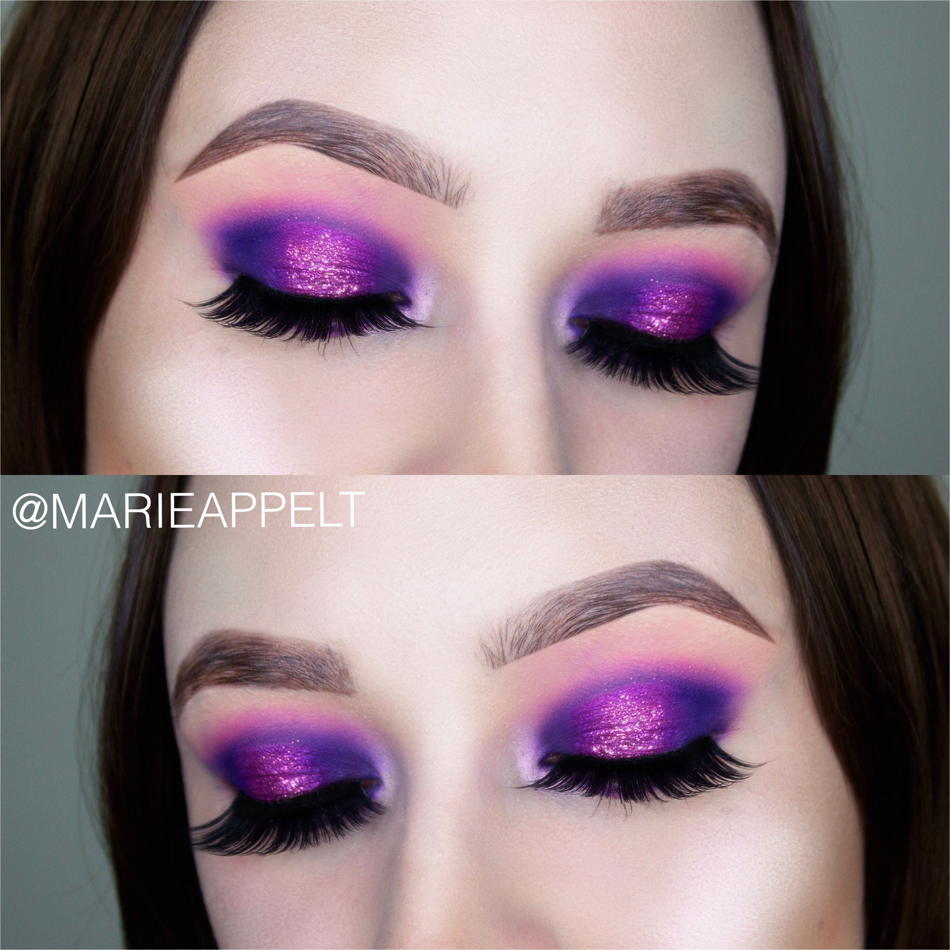 purple holiday glam purple halo eye makeup tutorial marieappelt step by step makeup looks tutorials beginners easyglitter colorful halo eye