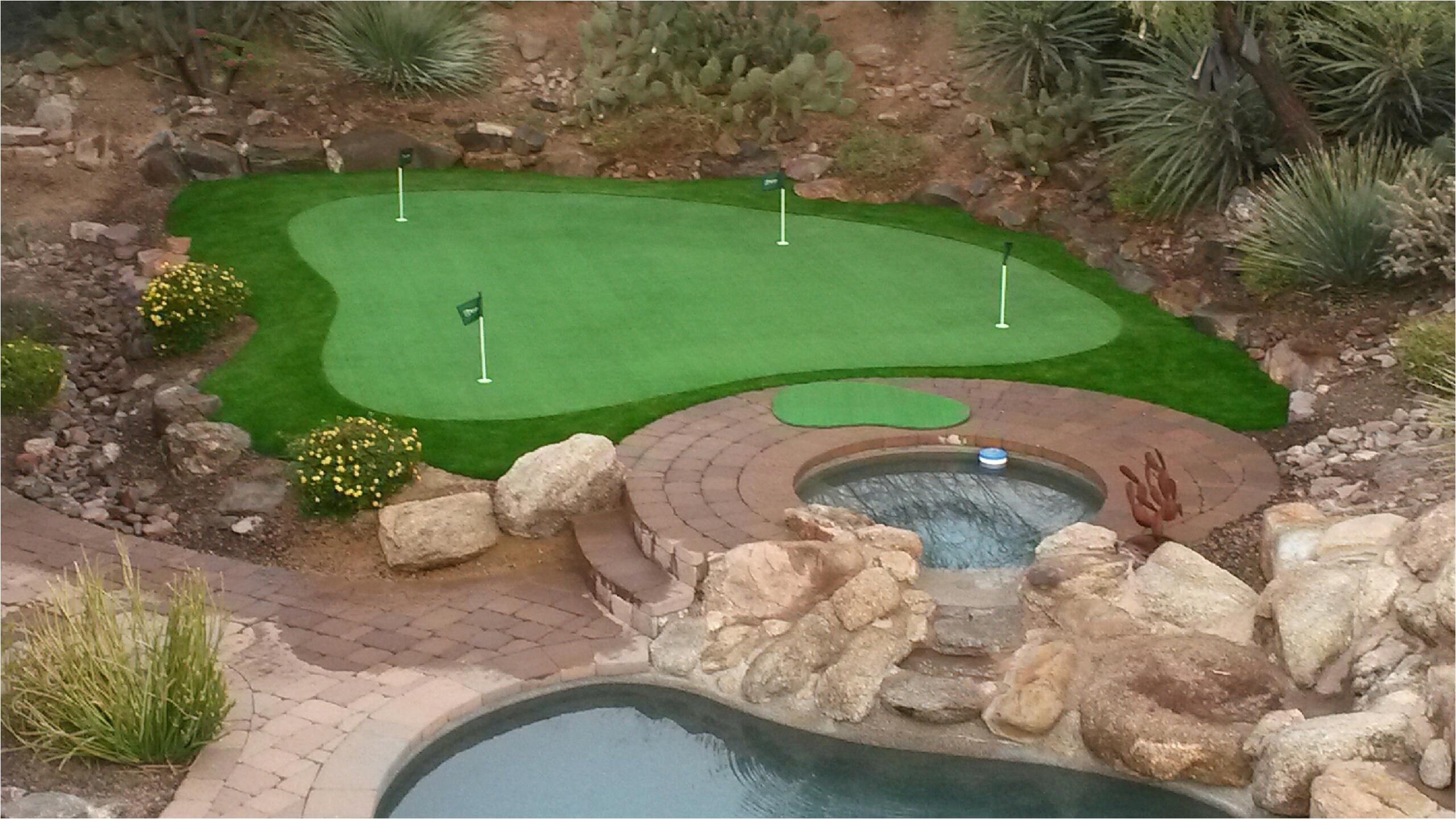 putting green and pool perfect combo backyard golf landscaping homeimprovement