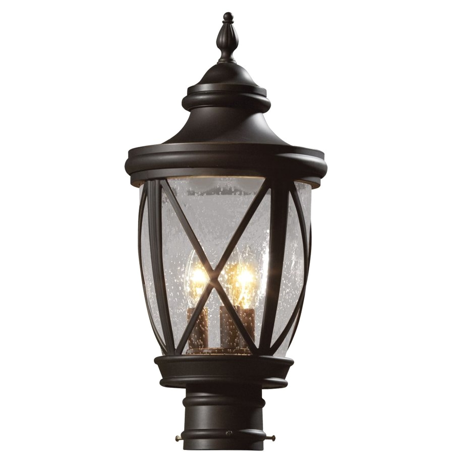 allen roth castine 19 5 in h rubbed bronze post light