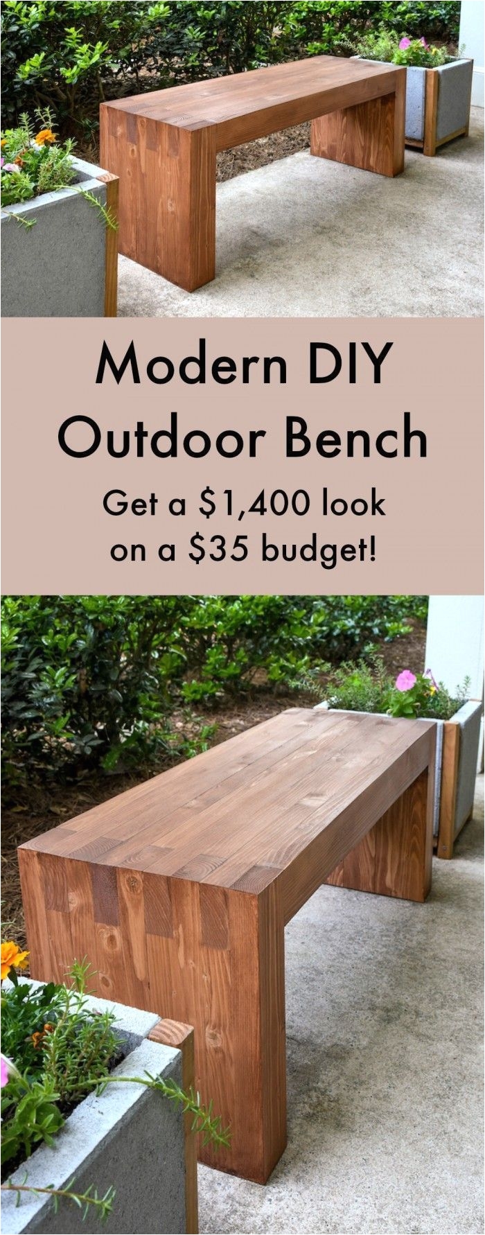 this easy modern diy outdoor bench was made with 35 of materials and uses no