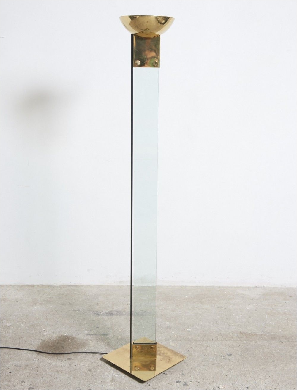 italian brass glass laser floor lamp by max baguara for lamperti