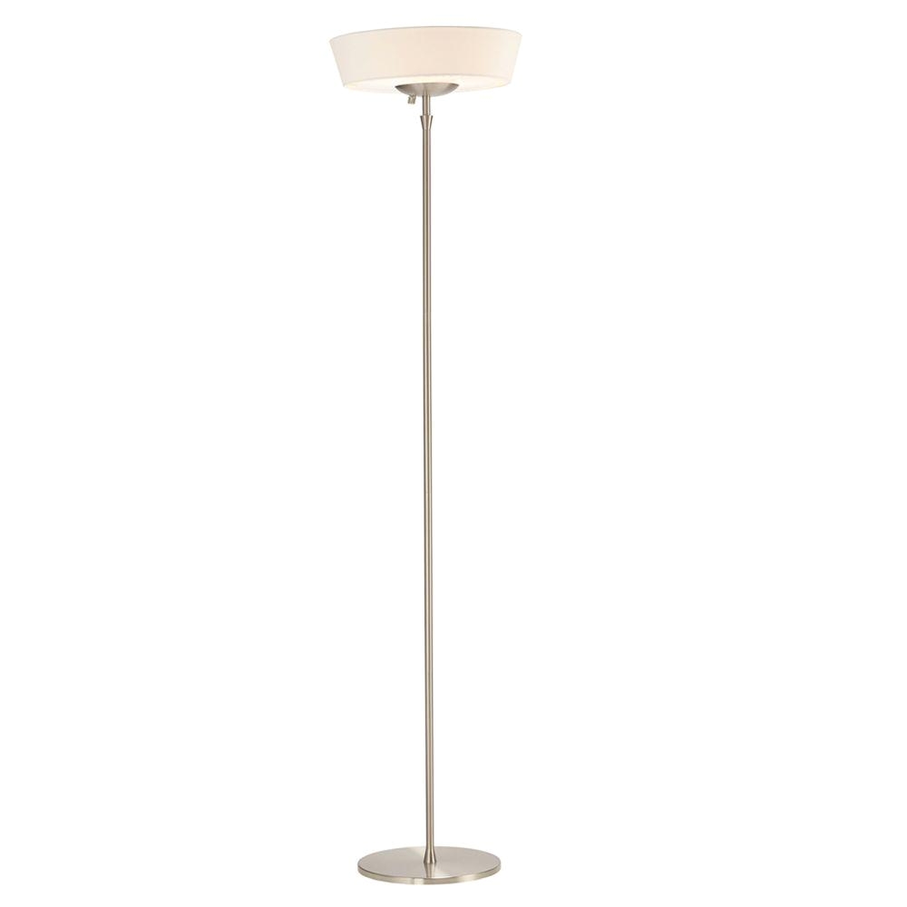 satin steel floor lamp with white shade