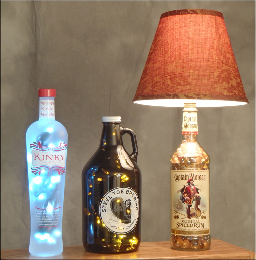 kinky beer and captain morgan bottle lamps