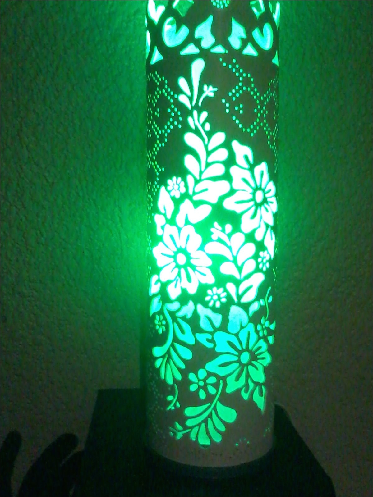 Recycled Glass Night Light Luminaria Artesanal Floral Feita De Tubo De Pvc De 100 Milimetros De