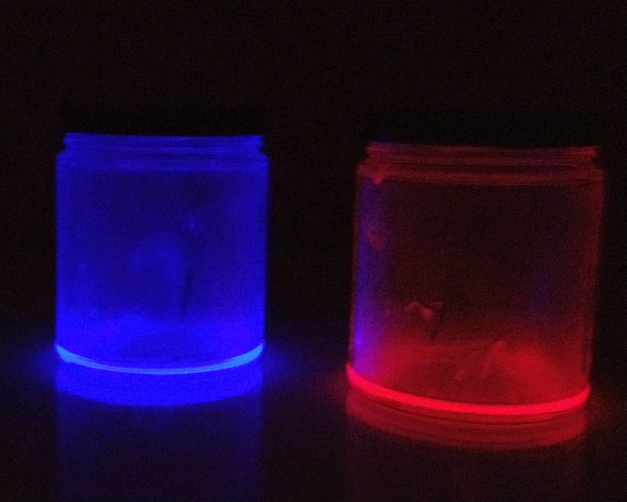 my kids and i made these funtimenight lights we washed out two empty glass spice jarsand then cut open glowsticks and poured them inside the jars and