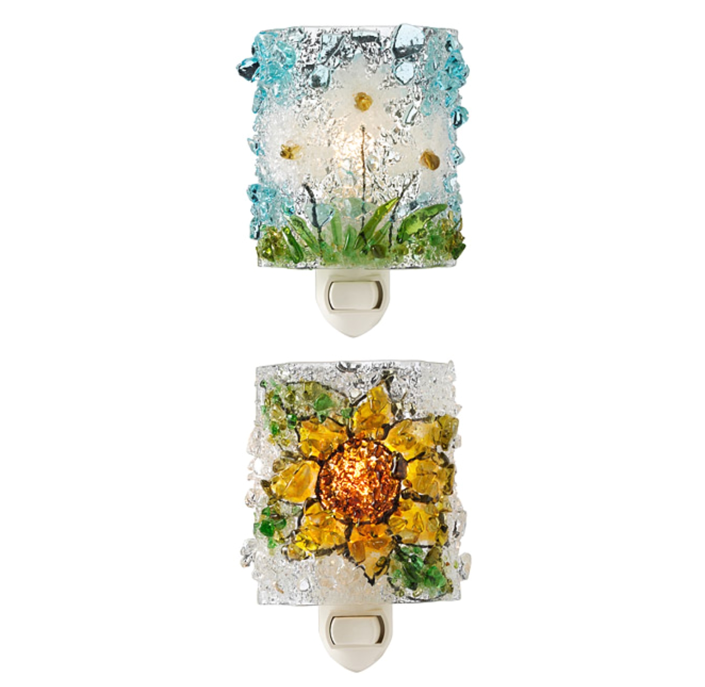 recycled glass flower nightlights stained glass night lights glass lights garden night lighting