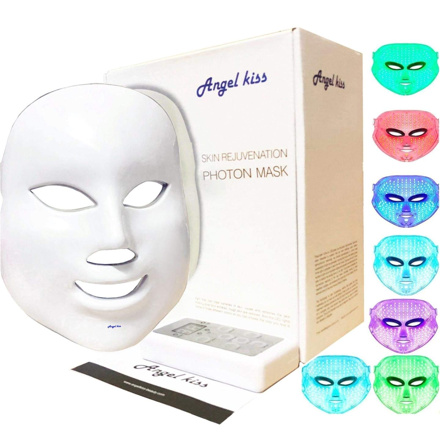 amazon com angel kiss led photon therapy red blue green light treatment facial beauty skin care phototherapy mask for home use beauty