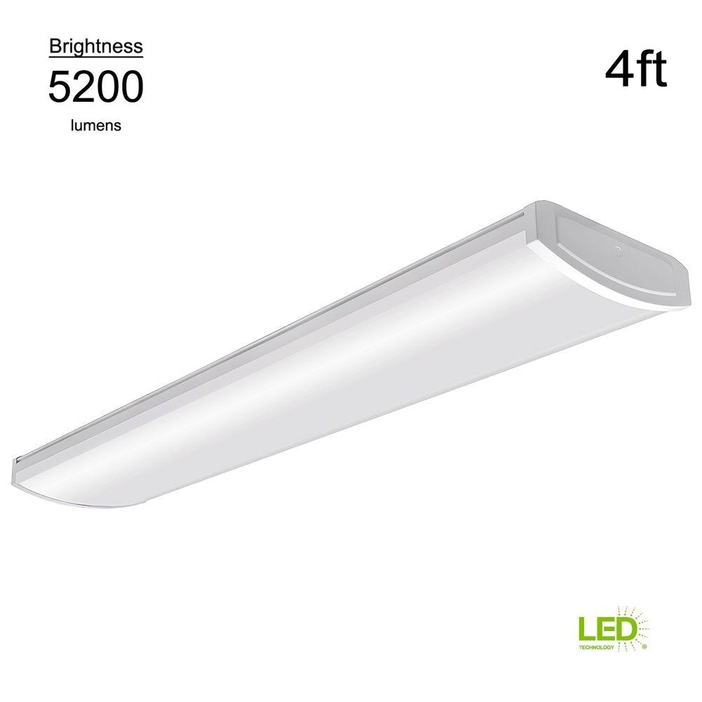 commercial electric high output 4 ft white 5200 lumen 4000k integrated led wrap light