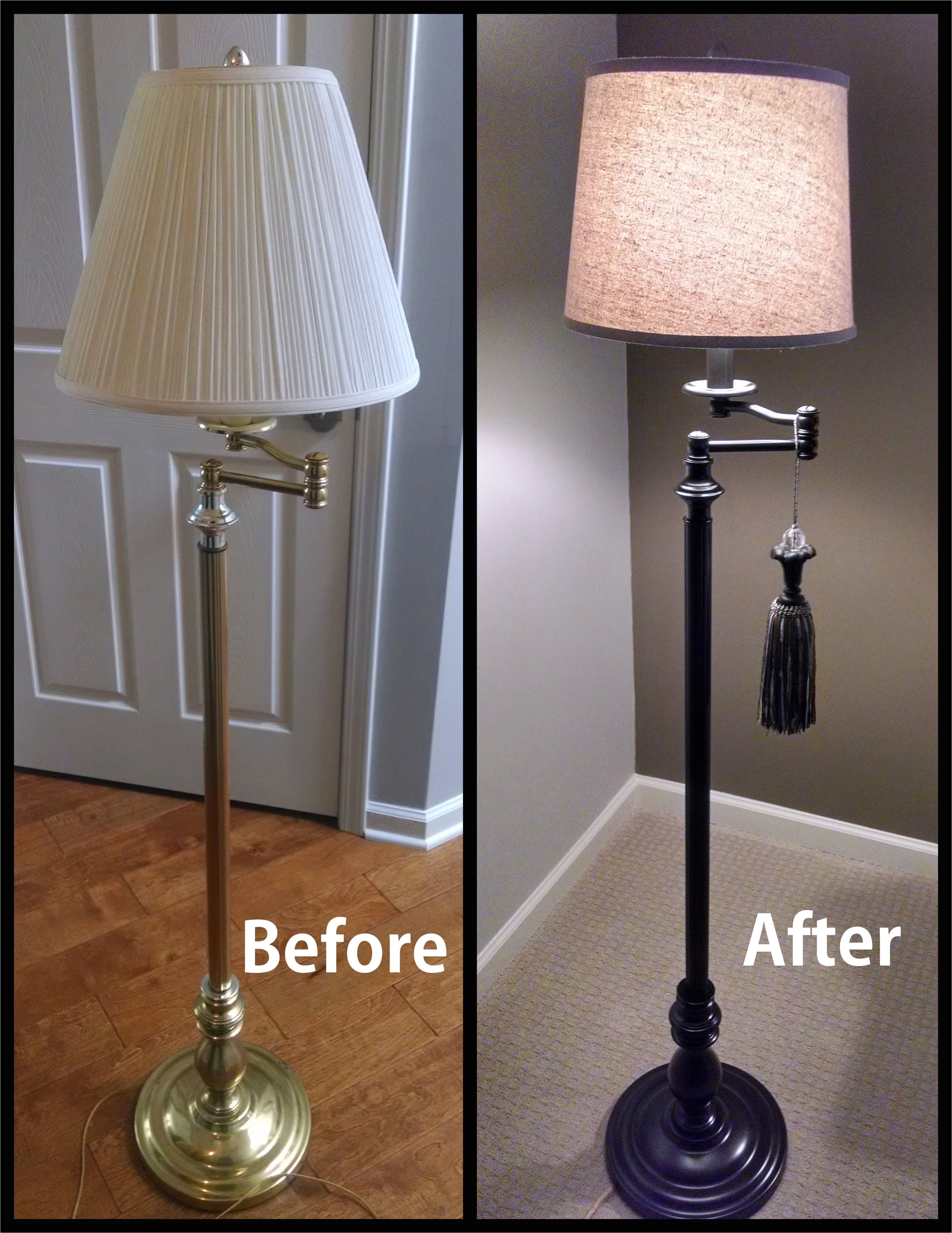 floor lamp makeover new lampshade and rustoleum oil rubbed bronze