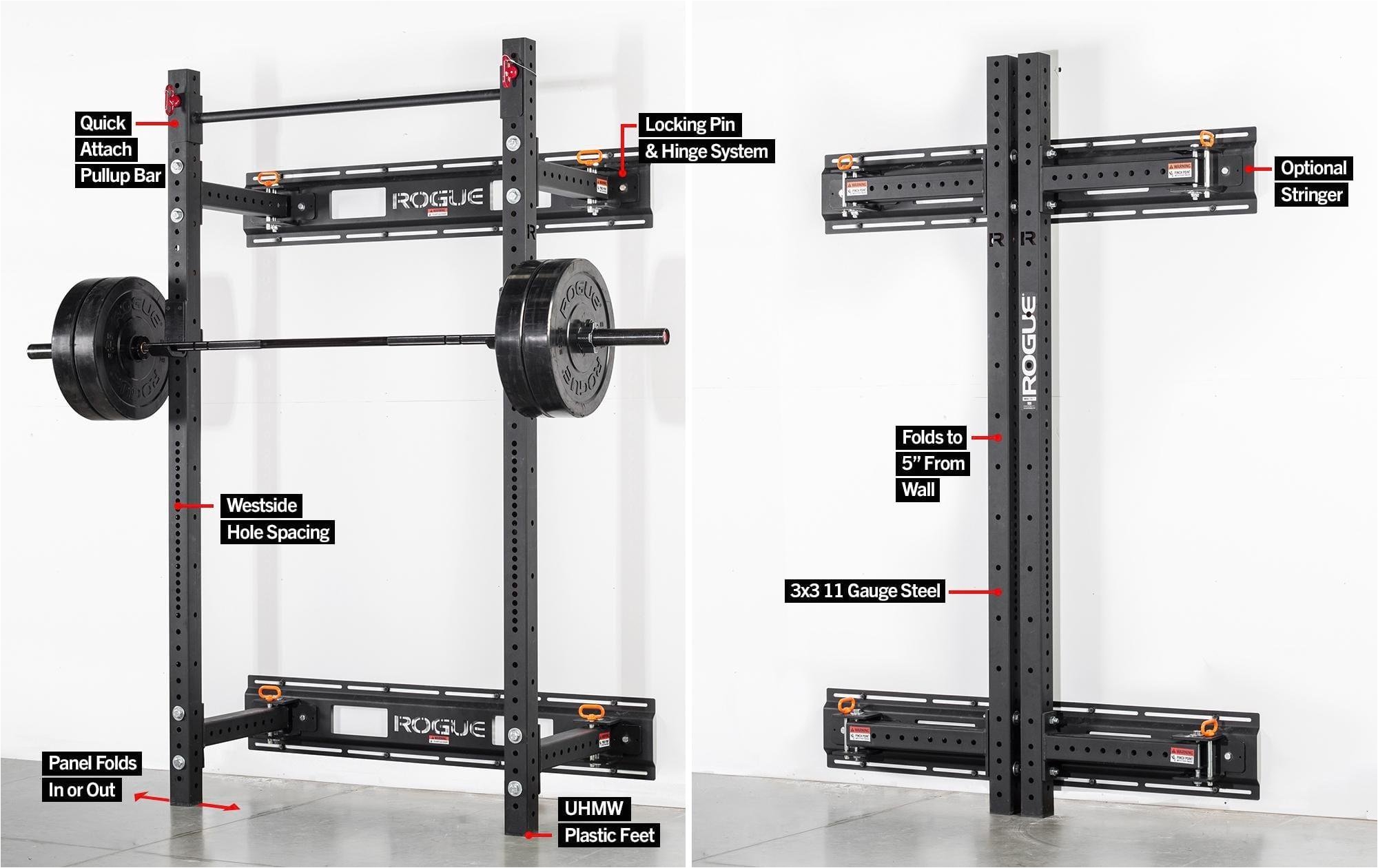 rogue rml 3w fold back wall mount rack