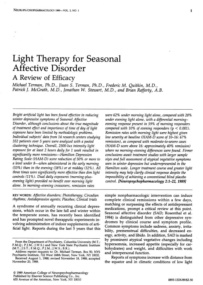 effects of light therapy on suicidal ideation in patients with winter depression request pdf