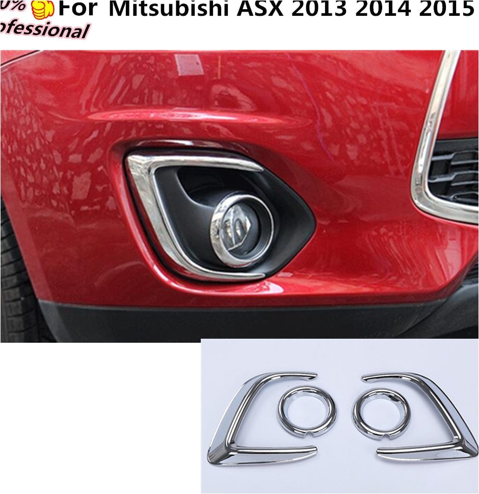 gratis pengiriman mobil kepala dalam depan fog light lampu detector bingkai tongkat abs penutup trims 4 pcs untuk mitsubishi asx 2013 2014 2015