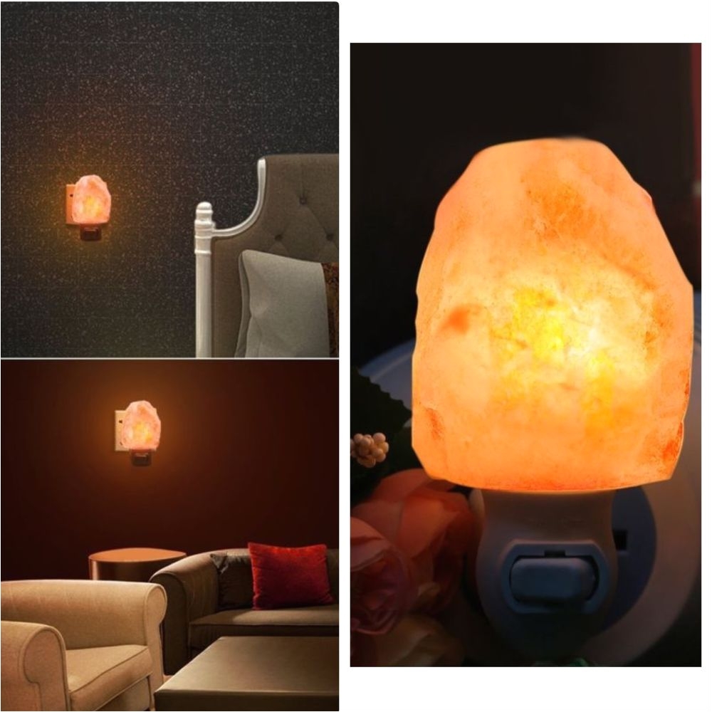 2pack himalayan hand carved crystal salt lampnatural air purifier wall plug unilamp