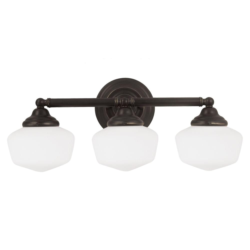 sea gull lighting academy 3 light heirloom bronze fluorescent wall bath light