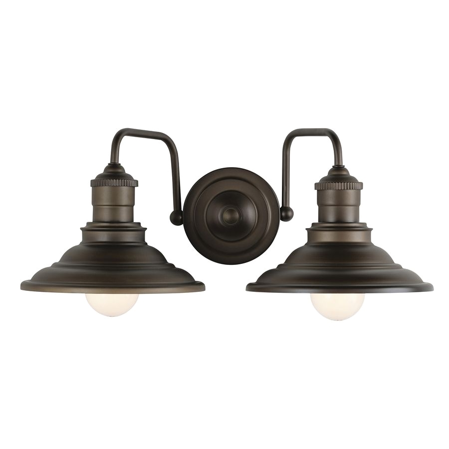 shop allen roth 2 light hainsbrook aged bronze bathroom vanity light at lowes