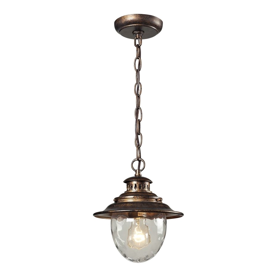 shop westmore lighting farington 10 in regal bronze and water glass outdoor pendant light at lowes com