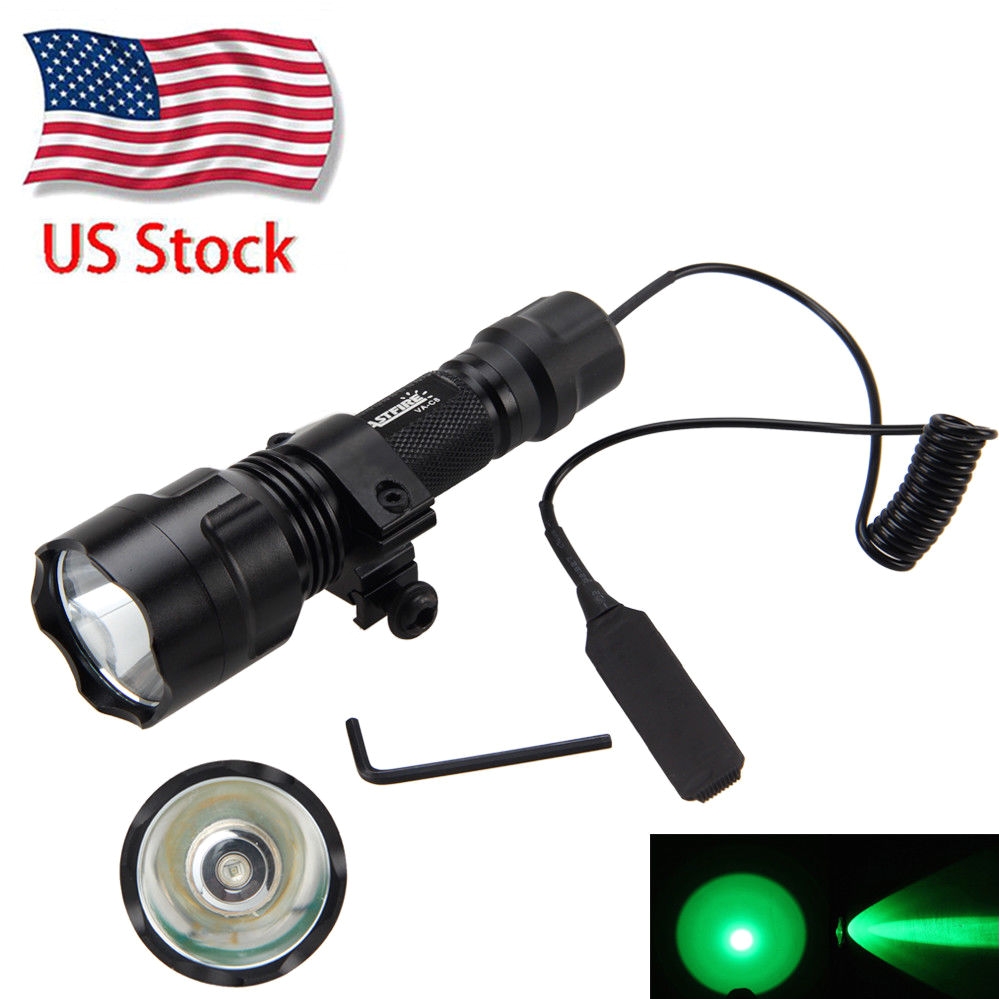 5000lm c8 green light led hog night hunting flashlight for rifle w scope mount