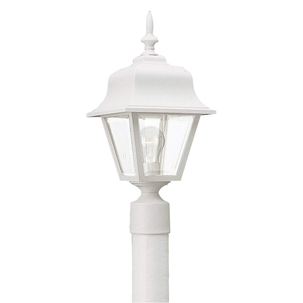 sea gull lighting 8255 15 one light outdoor post lantern with clear beveled acrylic panels white finish outdoor post lights amazon com