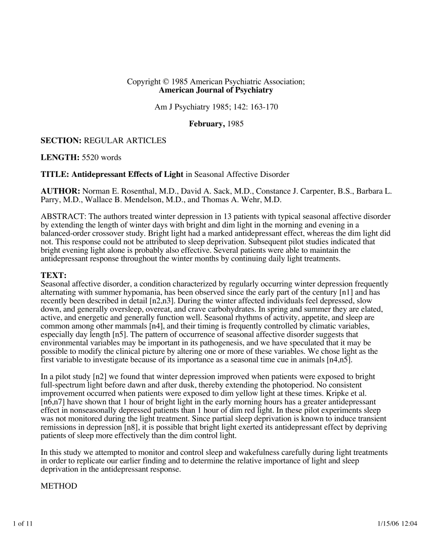 Seasonal Depression Light Effects Of Light therapy On Suicidal Ideation In Patients with