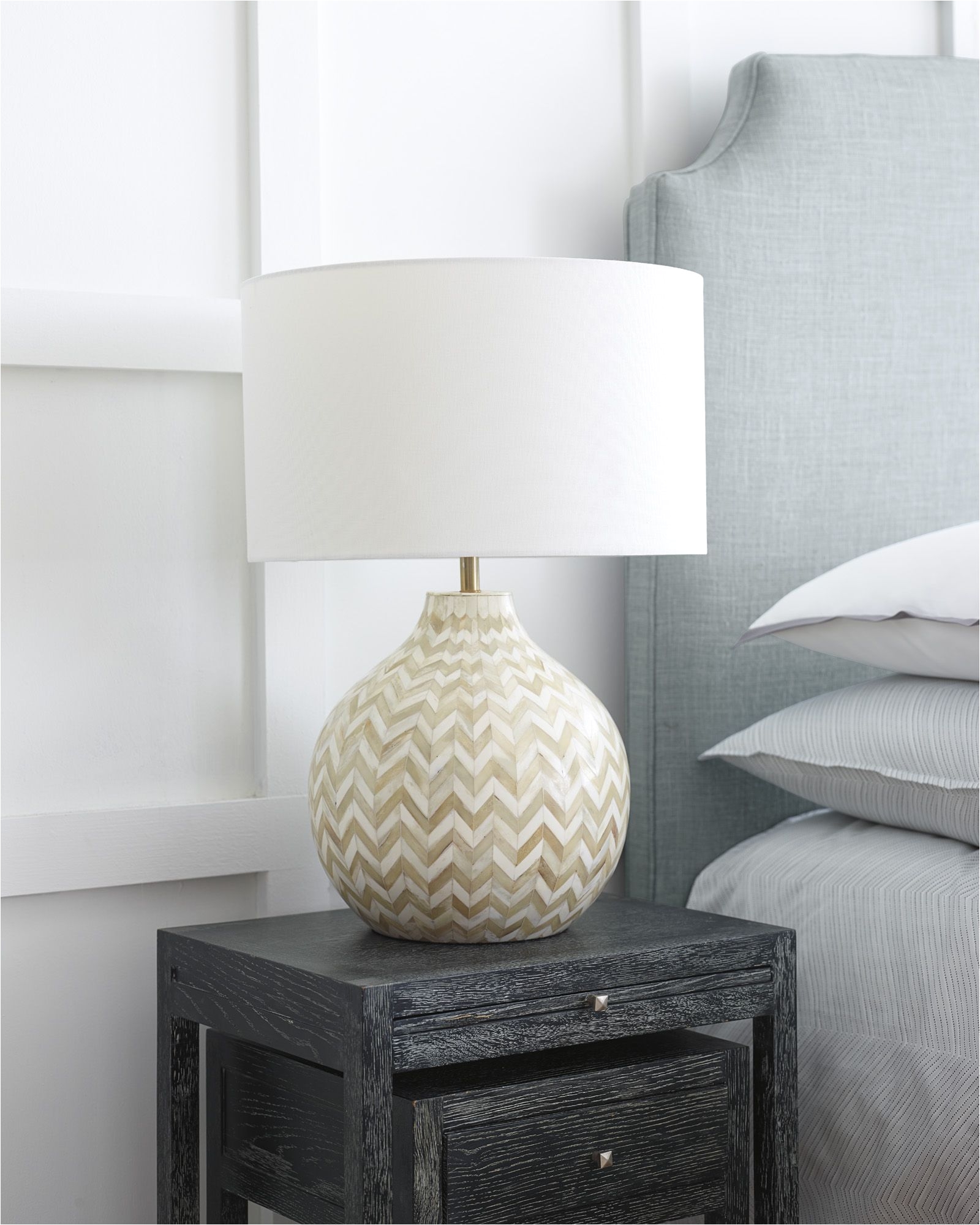 bone lamp nightstand bedroom inspiration via serena lily