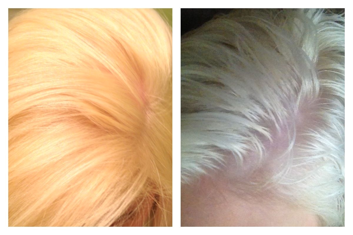 before and after using clairol shimmer lights i left it on for 10 mins but wouldnt recommend to keep it on that long 5 mins is prob good enough because my