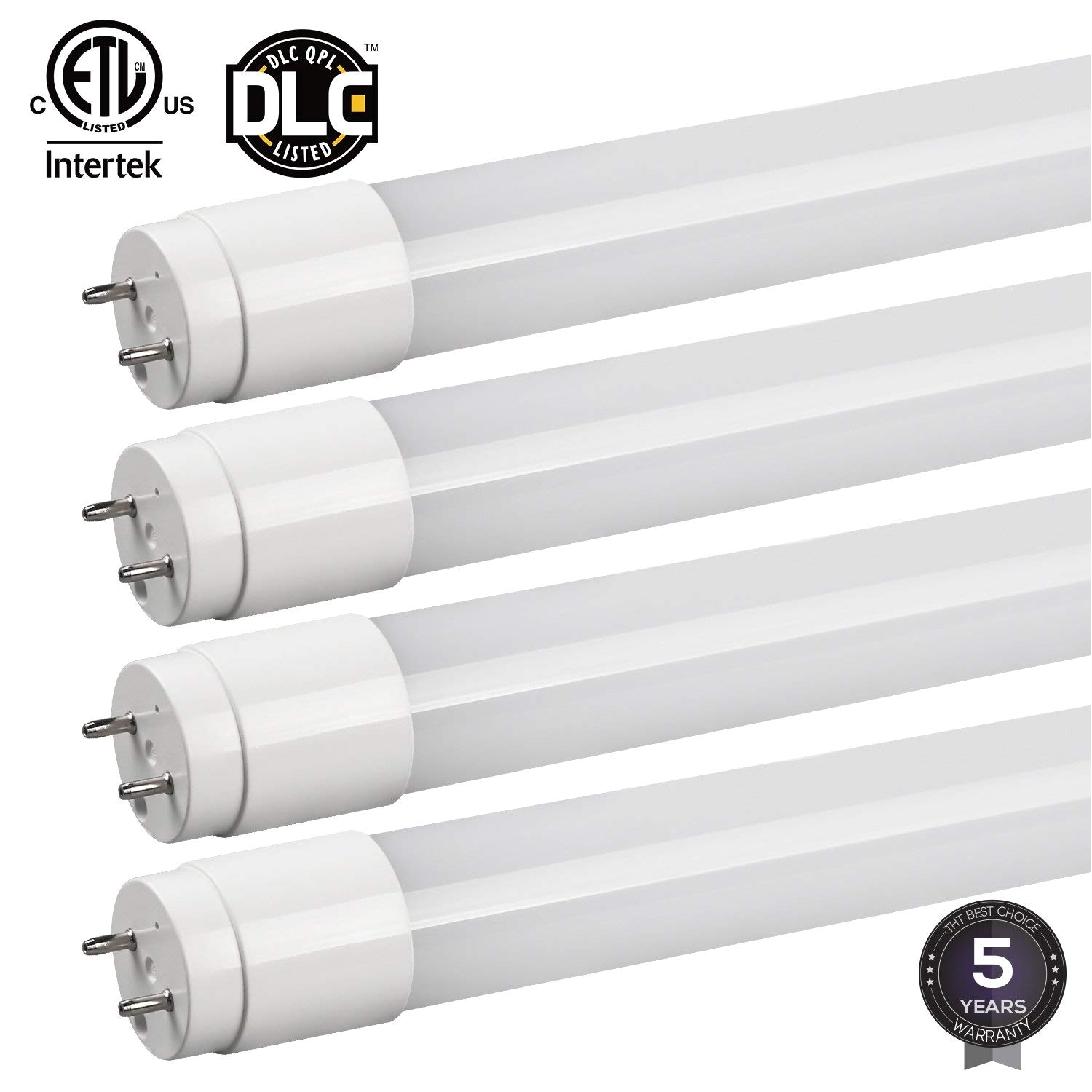 t8 led linear light tube 4ft 18w 50w equivalent 2340lm work with ballast dual end powered frosted cover dlc etl qualified daylight 5000k