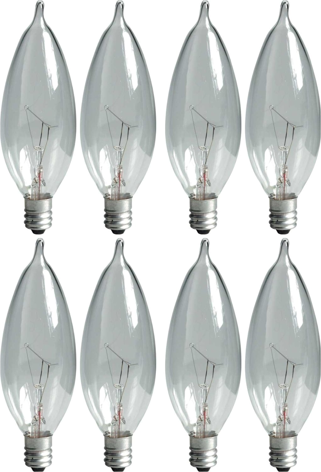 ge lighting crystal clear 66104 25 watt 220 lumen bent tip light bulb with candelabra base 8 pack incandescent bulbs amazon com