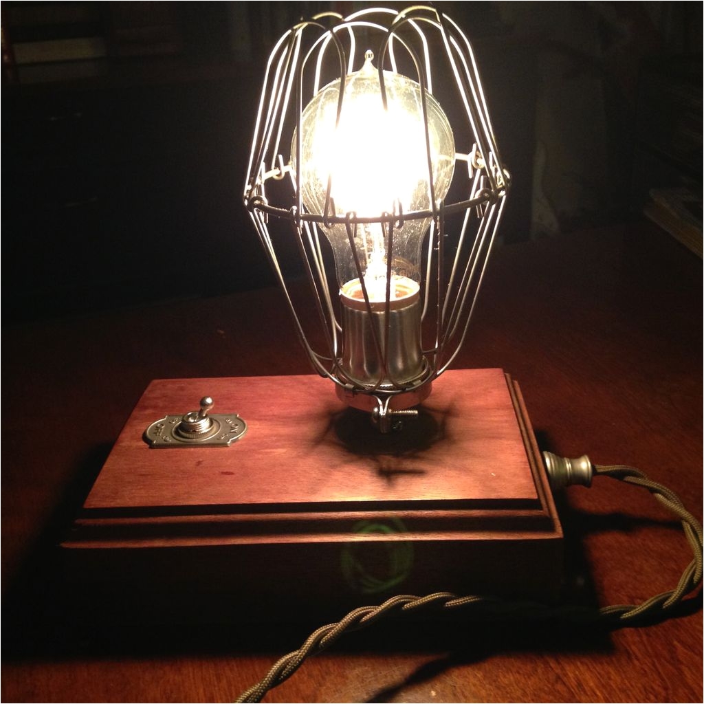 picture of mahogany cage edison lamp