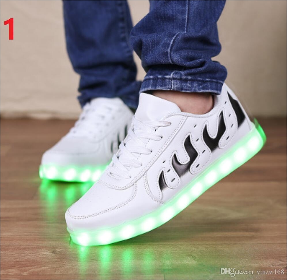 2017 new men fashion luminous shoes high top led lights usb charging colorful shoes unisex lovers